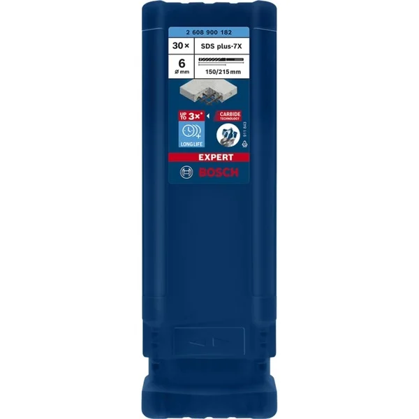 Bosch Professional EXPERT Hammerbohrer SDS-plus-7X, Ø 6mm, 30 Stück (Arbeitslänge 150mm)