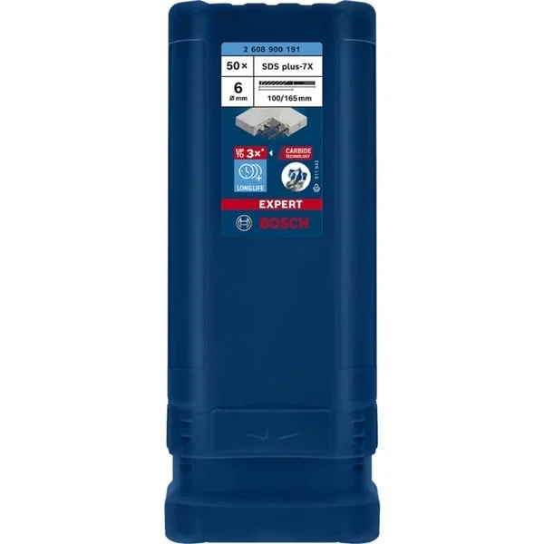 Bosch Professional EXPERT Hammerbohrer SDS-plus-7X, Ø 6mm, 50 Stück (Arbeitslänge 100mm)