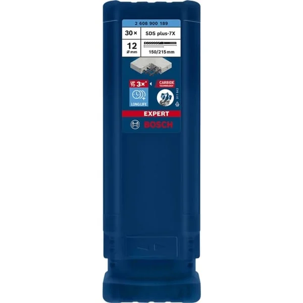 Bosch Professional EXPERT Hammerbohrer SDS-plus-7X, Ø 12mm, 30 Stück (Arbeitslänge 150mm)