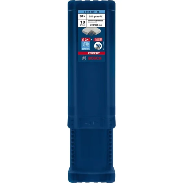 Bosch Professional EXPERT Hammerbohrer SDS-plus-7X, Ø 10mm, 30 Stück (Arbeitslänge 200mm)