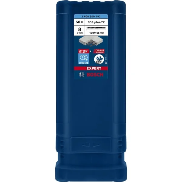Bosch Professional EXPERT Hammerbohrer SDS-plus-7X, Ø 8mm, 50 Stück (Arbeitslänge 100mm)