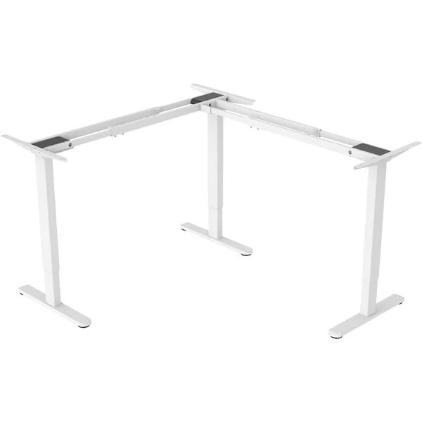 Digitus Elektrisch höhenverstellbares Tischgestell, 90° L-Form DA-90453 (weiß, Triple-Motor, 2-Stufen)
