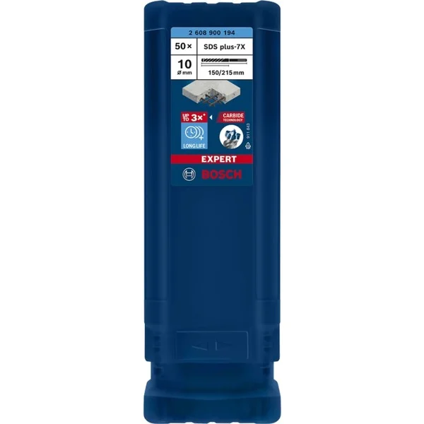 Bosch Professional EXPERT Hammerbohrer SDS-plus-7X, Ø 10mm, 50 Stück (Arbeitslänge 150mm)