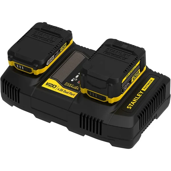 Stanley V20 Zweischacht-Schnell-Ladegerät (18V / 4A) für V20 Akkus (schwarz/gelb)