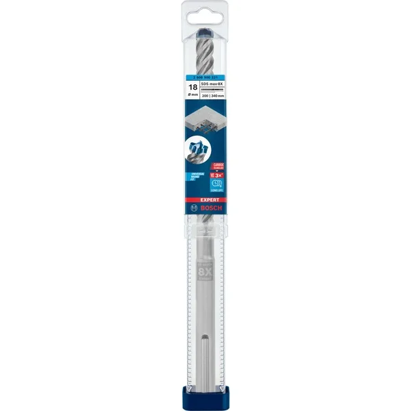 Bosch Professional EXPERT Hammerbohrer SDS-max-8X, Ø 18mm (Arbeitslänge 200mm)