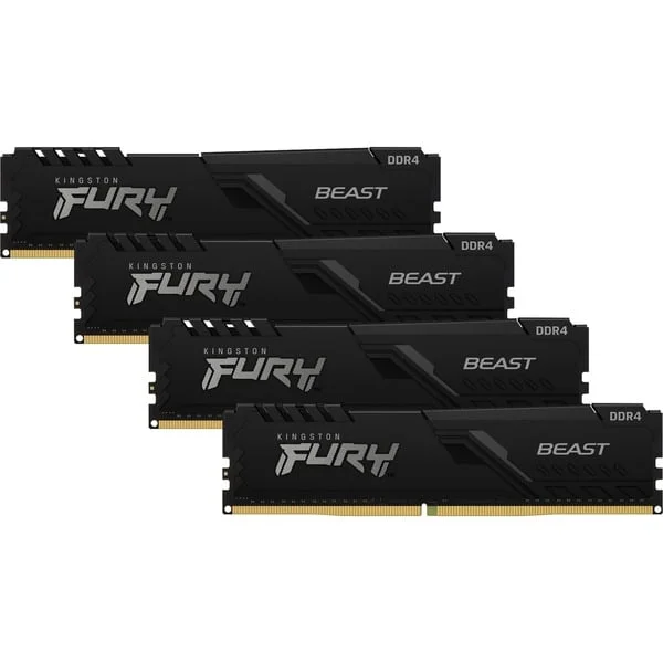 Kingston FURY DIMM 128 GB DDR4-3600 (4x 32 GB) Quad-Kit, Arbeitsspeicher (schwarz, KF436C18BBK4/128, Beast, INTEL XMP)