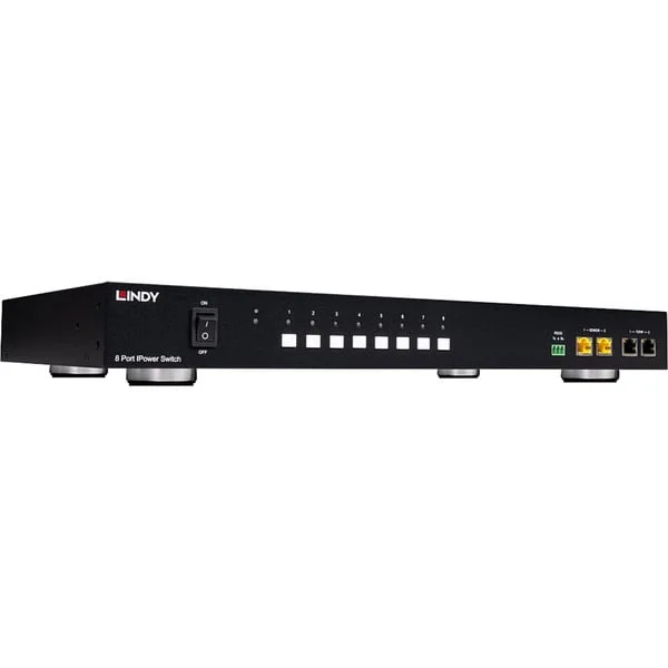 Lindy 8 Port IPower Switch (32623), Steckdosenleiste (schwarz, Intelligente PDU mit 8 mess- und schaltbaren Stromausgängen)