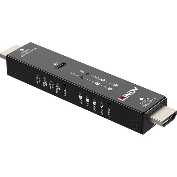 Lindy HDMI 4K60 Signalgenerator und Display-Emulator, Adapter (schwarz)