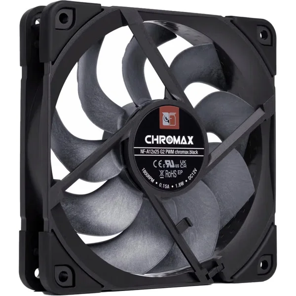Noctua NF-A12x25 G2 PWM chromax.black, Gehäuselüfter (schwarz, PWM-Anschluss, 120 mm)