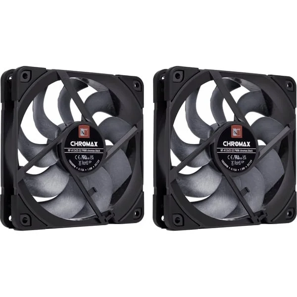 Noctua NF-A12x25 G2 PWM Sx2-PP chromax.black, Gehäuselüfter (schwarz, PWM-Anschluss, 2 Lüfter, 120 mm)