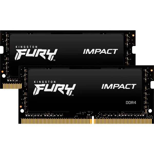 Kingston FURY SO-DIMM 64 GB DDR4-3200 (2x 32 GB) Dual-Kit, Arbeitsspeicher (schwarz, KF432S20IBK2/64, Impact, INTEL XMP)