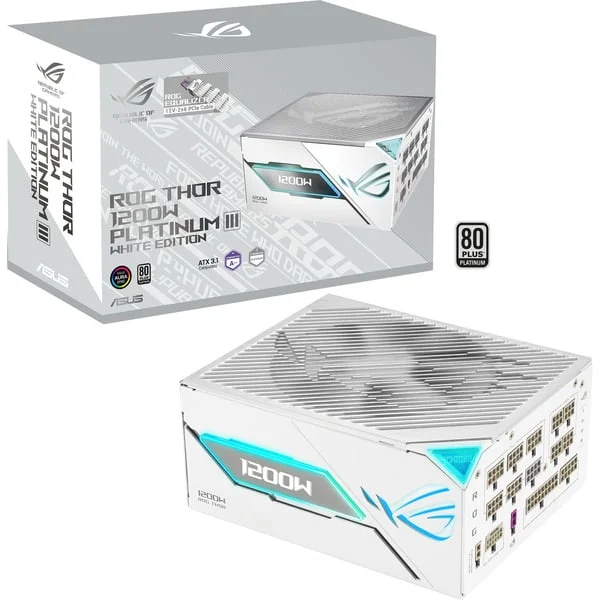 ASUS ROG Thor 1200W Platinum III White Edition (ROG Equalizer), PC-Netzteil (schwarz, 1x 12 Pin High Power GPU, 4x PCIe, Kabelmanagement, 1200 Watt)