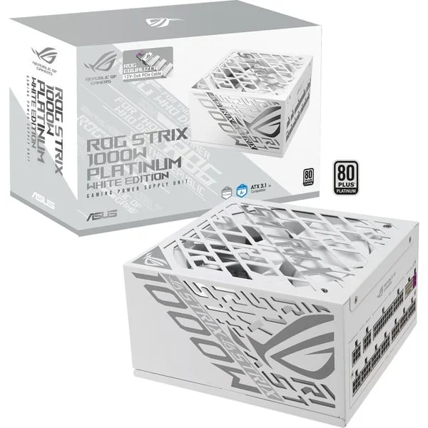 ASUS ROG Strix 1000W Platinum White Edition (ROG Equalizer), PC-Netzteil (weiß, 1x 12 Pin High Power GPU, 4x PCIe, Kabelmanagement, 1000 Watt)