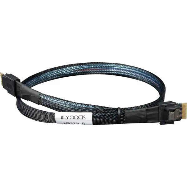 ICY BOX Kabel SlimSAS 4i SFF-8654 > SlimSAS 4i SFF-8654 (schwarz, 50cm)