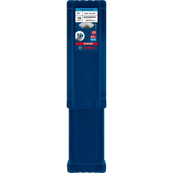 Bosch Professional EXPERT Hammerbohrer SDS-max-8X, Ø 18mm (5 Stück, Arbeitslänge 200mm)