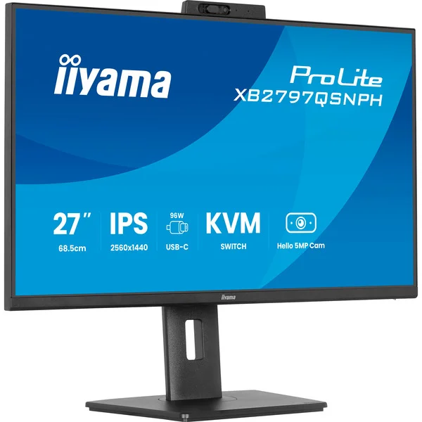 iiyama ProLite XB2797QSNPH-B1, LED-Monitor (68.5 cm (27 Zoll), schwarz (matt), QHD, IPS, Webcam, Mikro, USB-Hub)
