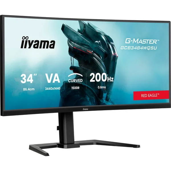 iiyama G-Master GCB3484WQSU-B2, Gaming-Monitor (86 cm (34 Zoll), schwarz, UWQHD, VA, Curved, Dual Mode, USB-Hub, 200Hz Panel)