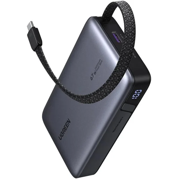 UGREEN Nexode Power Bank 20000mAh 67W mit USB-C Kabel, Powerbank (grau/schwarz)