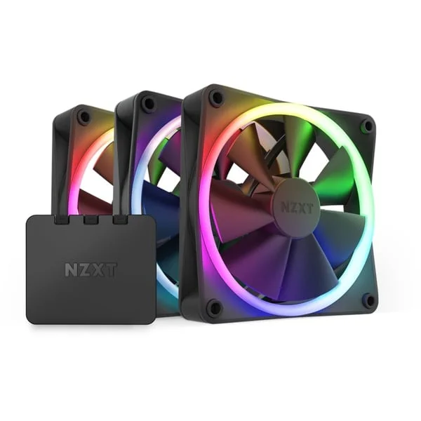 NZXT F120 RGB-Dreierpack 120x120x26, Gehäuselüfter (schwarz, 3er Pack inkl. RGB & Fan Controller, 120 mm)