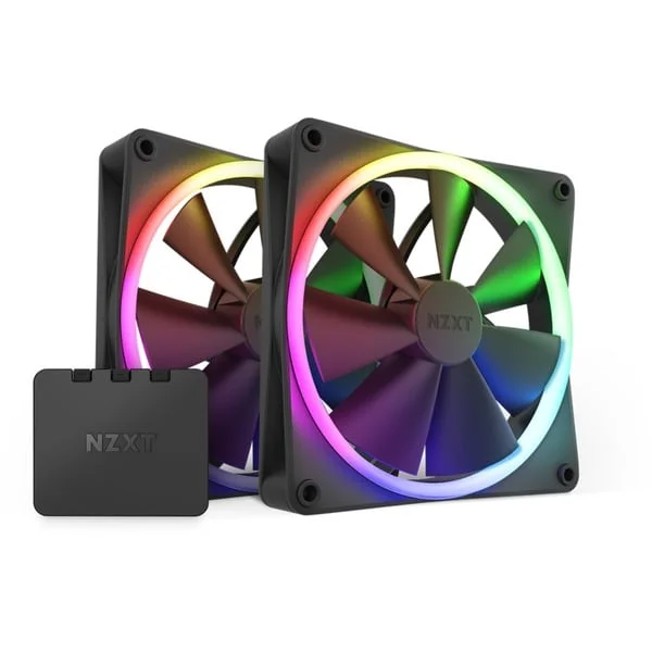 NZXT F140 RGB Twin Pack 140x140x26, Gehäuselüfter (schwarz, 2er Pack inkl. RGB & Fan Controller, 140 mm)