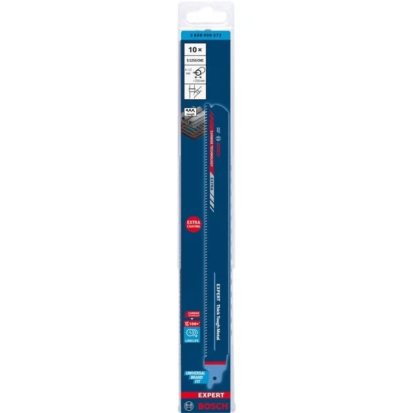 Bosch Professional EXPERT Säbelsägeblatt ‘Thick Tough Metal’ S 1255 CHC, 10 Stück (Länge 300mm)