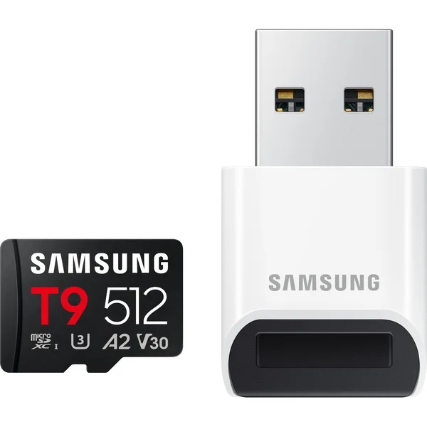 Samsung T9 microSDXC 512 GB, Speicherkarte (schwarz, mit USB-Kartenleser)
