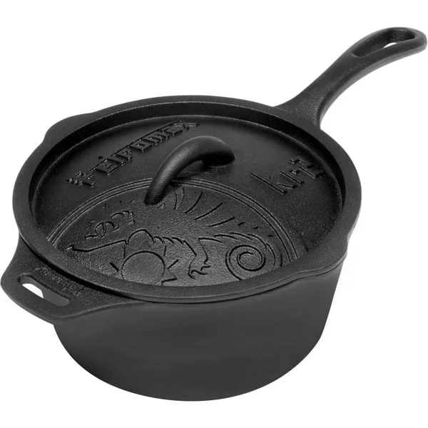 Petromax Gusseiserne Kasserolle kr2, mit Aroma-Profil-Deckel, Topf (schwarz, Ø 22cm)