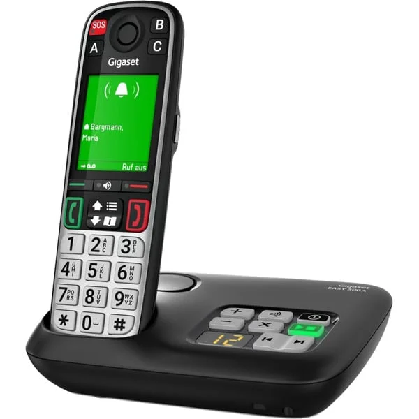 Gigaset EASY 500A, analoges Telefon (schwarz/silber, mit Anrufbeantworter)