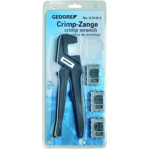 GEDORE Crimp-Zangen-Set ELECTRONIC (S 8140 E), 4-teilig, Crimpzange (schwarz, für spezifische Anforderungen in der Elektroinstallation)