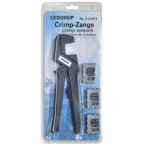 GEDORE Crimp-Zangen-Set INDUSTRIAL (S 8140 J), 4-teilig, Crimpzange (schwarz, für spezifische Anforderungen im Bereich der industriellen Wartung)