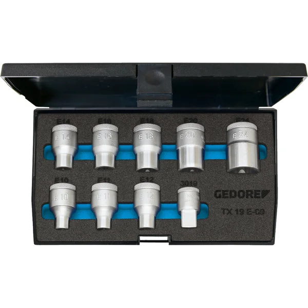 GEDORE Steckschlüssel-Satz 1/2" Außen-Sechsrund E10-E24, 9-teilig (E10 - E24)