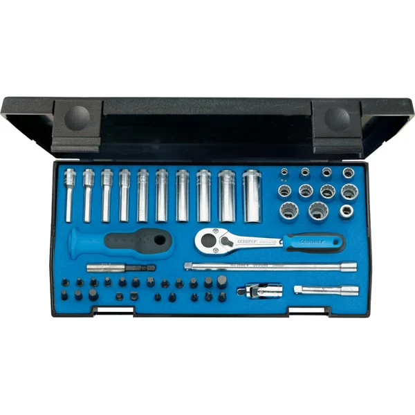 GEDORE Steckschlüssel-Satz 1/4" DU-IN-IS-PH-PZ-TX-XZN, 49 teilig (mit Umschalt-Knarre)