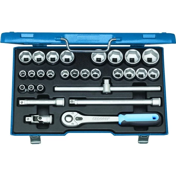 GEDORE Steckschlüssel-Satz 1/2" 6-kant 10-36 mm, 28-teilig (mit Umschalt-Knarre)