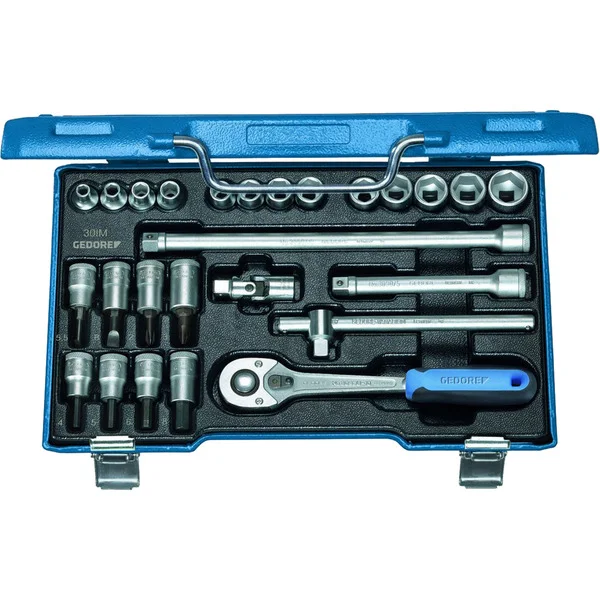 GEDORE Steckschlüssel-Satz 3/8" 6-kant IN-IS-PH, 26-teilig (mit Umschalt-Knarre)