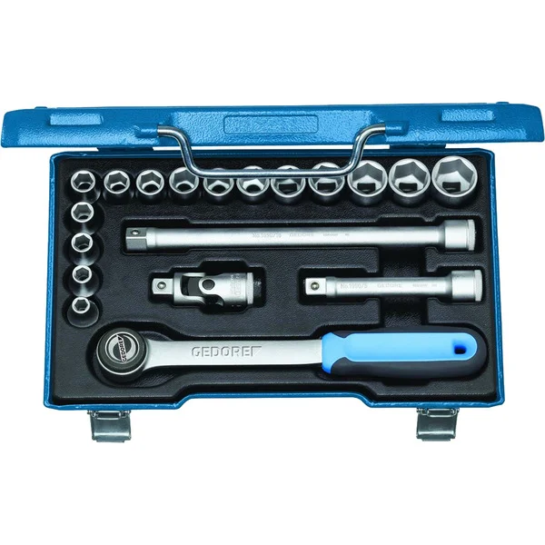 GEDORE Steckschlüssel-Satz 1/2" 6-kant 8-24 mm, 19-teilig (mit Umschalt-Knarre)