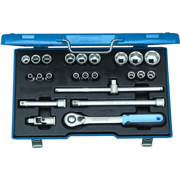 GEDORE Steckschlüssel-Satz 1/2" 23-teilig 6-kant 8-32 mm, 23 teilig (mit Umschaltknarre)