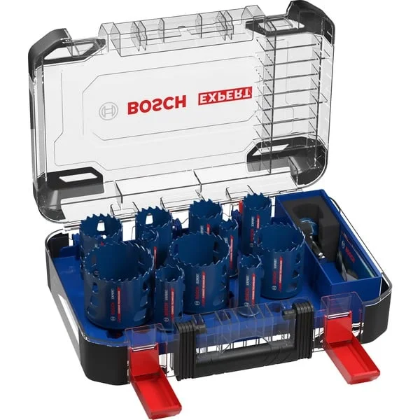 Bosch Professional EXPERT Multi Material PC Plus Lochsägen-Set, Ø 20-76mm, 14-teilig (mit Power Change Plus Adapter, Koffer)