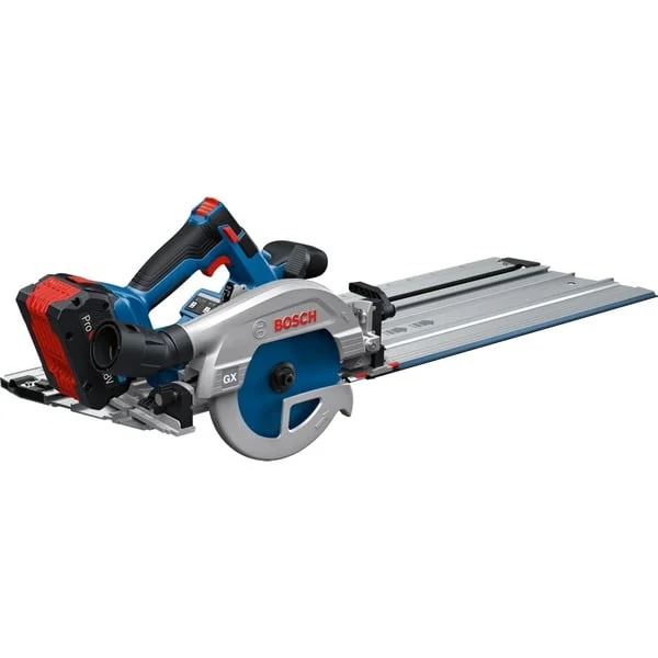 Bosch Professional Akku-Handkreissäge GKS 18V-57-2 GX Professional solo + FSN 440 X (blau/schwarz, ohne Akku und Ladegerät, mit Führungsschiene für Querschnitte)