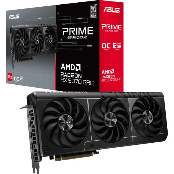 ASUS Radeon RX 9070 GRE PRIME OC, Grafikkarte (grau, RDNA4, GDDR6, 2x DisplayPort, 2x HDMI)