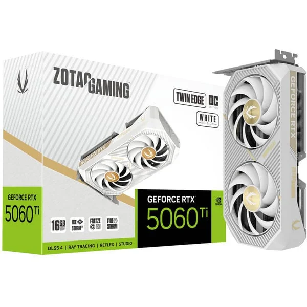 ZOTAC GeForce RTX 5060 Ti Twin Edge OC 16GB White Edition, Grafikkarte (DLSS 5, 3x DisplayPort, 1x HDMI 2.1)