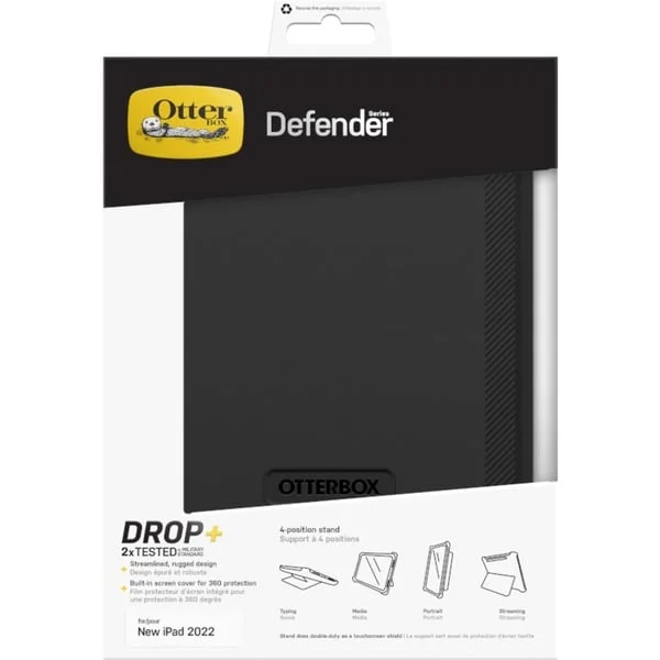 Otterbox Defender , Tablethülle (schwarz, iPad (10.Generation), Kickstand mit Handstrap)