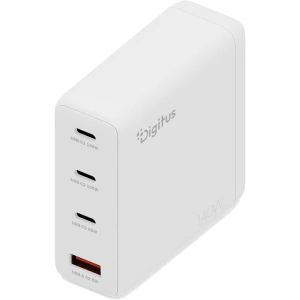 Digitus USB GaN Charger 140W, 3x USB-C, 1x USB-A, Ladegerät