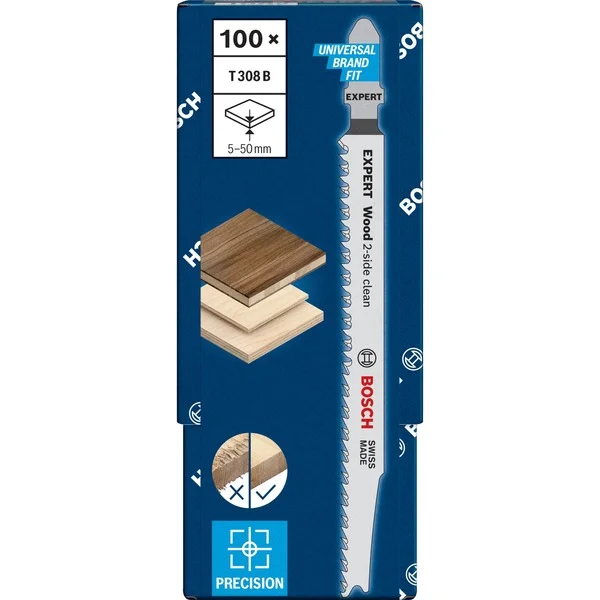 Bosch Professional Expert Stichsägeblatt T 308 B 'Wood 2-side clean' (100 Stück)