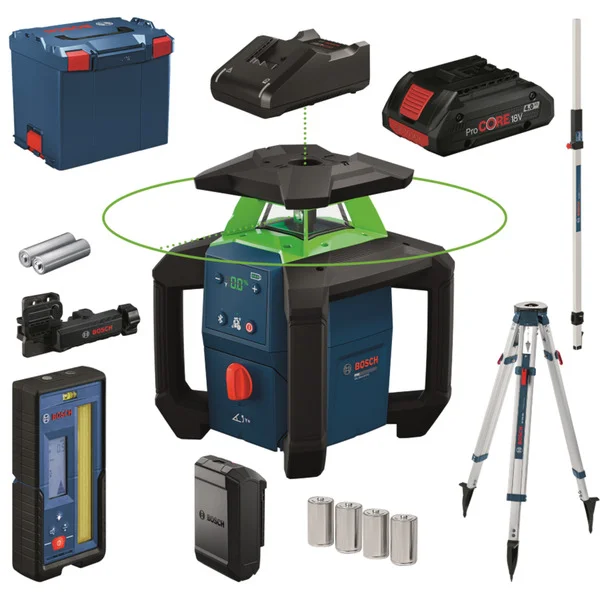 Bosch Professional Rotationslaser GRL18V-4-34CVG Akku ProCORE18V 4.0Ah in L-BOXX (grün, Retail)