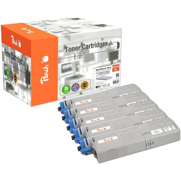 Peach Toner Spar Pack Plus 112306 (kompatibel zu OKI 46490608, 46490607, 46490606, 46490605)