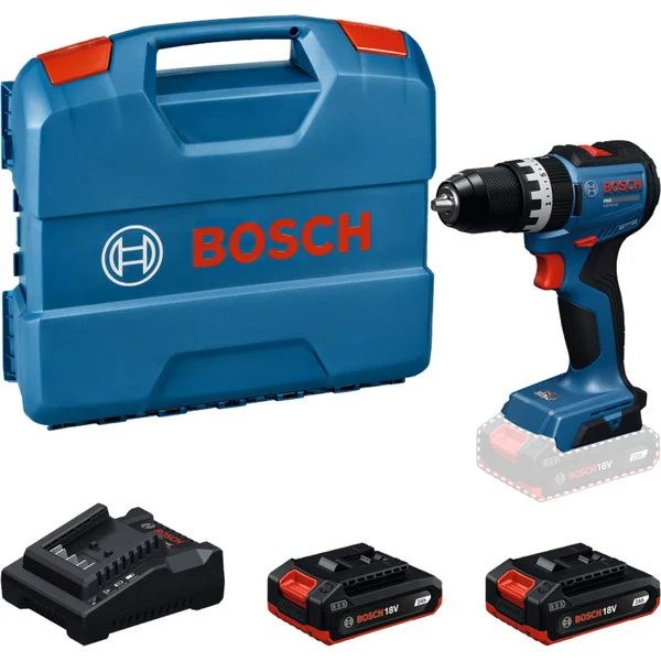 Bosch Professional Akku-Schlagbohrschrauber GSB18V-52 mit 2 Akkus 18 Volt 2,0 Amperestunden im L-Case (Kit)