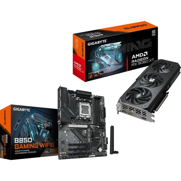 GIGABYTE AMD Radeon RX 9060 XT GAMING OC 16GB + B850 GAMING WIFI6, PC-Aufrüstkit (schwarz)
