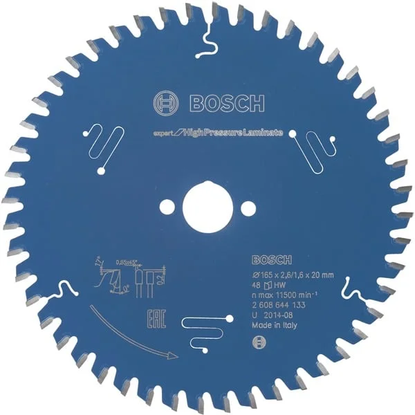 Bosch Professional EXPERT High Pressure Laminate Kreissägeblatt, Ø 165mm, 48Z (Bohrung 20mm, für Handkreissägen)