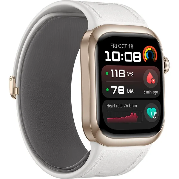 Huawei Watch D2 (Luca-B10L), Smartwatch (gold, weißes Lederarmband)