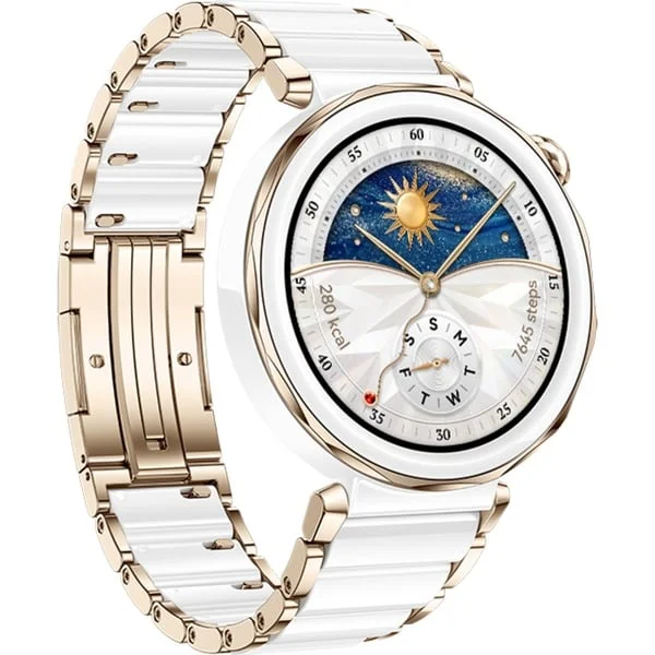 Huawei Watch GT5 PRO 42mm (Jana-B29C), Smartwatch (weiß, Gehäuse aus Keramik, weißes Armband aus Keramik-Titan)